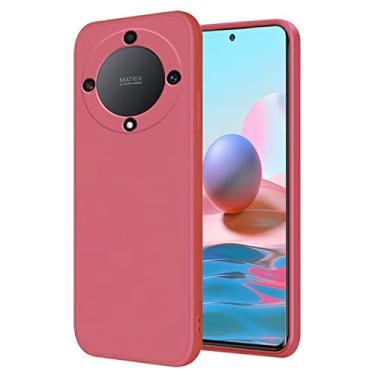 Imagem de Yarxiawin Capa protetora fina à prova de choque compatível com Honor Magic 5 Lite roxa de silicone para Honor Magic 5 Lite (camélia vermelha)