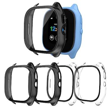 Imagem de [Pacote com 4] Capa Snyeest compatível com protetor de tela Gizmo Watch 3 para crianças, vidro temperado compatível apenas com Verizon Gizmo Watch 3, preto + preto + transparente + transparente