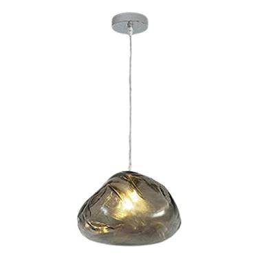 Imagem de Luminárias pendentes de vidro irregular Lustre moderno com 1 luz ajustável E27 Luminária para cozinha, quarto, sala de jantar, lâmpada suspensa (transparente/âmbar/cinza) Atmosphere
