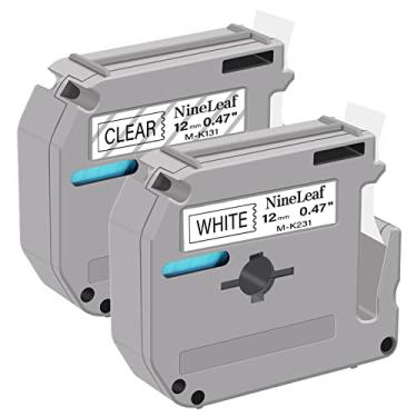 Imagem de NineLeaf Pacote com 2 etiquetas compatíveis com Brother P-Touch M Tape MK231 M-K231 M231 M-K231S MK131 M131 preto em branco/transparente 12 mm 0,47 branco para Ptouch PT-M95 PT-90 PT-80 PT-70BM PT-65