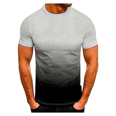 Imagem de Camiseta masculina atlética manga curta gola redonda costura colorida camiseta de treino fina de secagem rápida, Cor 3, XG