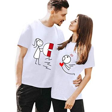 Imagem de Camisetas masculinas engraçadas para o Dia dos Namorados Graphic Novels Camisetas grandes para treino, roupas de treino, camisetas de casal, Branco (feminino), XXG