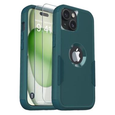 Imagem de Guirble Capa para iPhone 15 Plus, [2 + protetor de tela de vidro temperado] [3 m militar à prova de queda], capa de telefone antiderrapante à prova de choque para iPhone 15 Plus de 6,7 polegadas (turquesa)