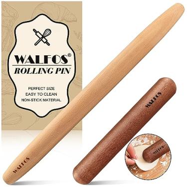 Imagem de Walfos Conjunto de rolos franceses – Rolo de massa de madeira natural (20 cm, 39,9 cm), rolo de massa para pizza, torta, macarrão, pão, pastelaria, sem revestimento