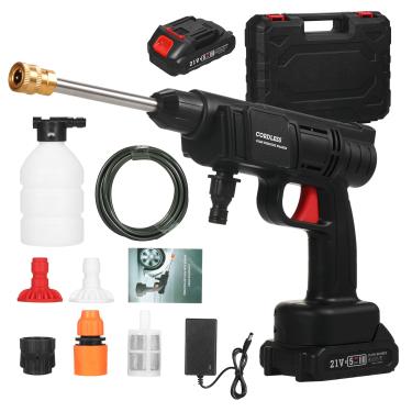 Imagem de CIADAZ Lavadora de carros portátil sem fio 21V Limpador de alta pressão elétrico 24,5Bar Planta de lavagem de carros Máquina de rega 1500mAh Bateria de lítio Handheld Dispositivo de limpeza de carro c