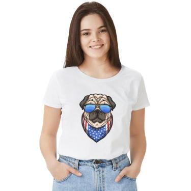 Imagem de Camisa Camiseta Babylook Feminina T-Shirt 100% Algodão Eua Bul Dog Ani
