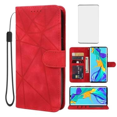Imagem de Wanyuexes Capa para Huawei P30 Pro, capa carteira P 30 Pro VOGL29 com protetor de tela de vidro temperado, sensação de pele PU flip fólio suporte para cartão de crédito suporte para celular para