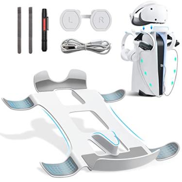 Imagem de DIANVEN Suporte para PS VR2 – Suporte de exibição para fone de ouvido VR2 e acessórios de controles de toque, suporte de armazenamento para PSVR 2 com kit de limpeza, capa de lente, cabo de
