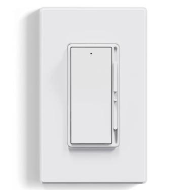 Imagem de ELEGRP Interruptor de luz de dimmer digital para luzes LED reguláveis de 300W e 600W incandescente/halógeno, interruptor de luz de dimmer deslizante de 3 direções, placa de parede inclusa, listado pela UL, 1 pacote, branco fosco