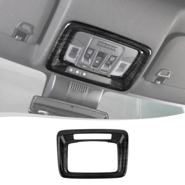 Imagem de Voodonala Para Chevy Silverado 2019-2023 Tampa do painel da lâmpada de leitura frontal do teto central superior compatível com Chevy Silverado 2019-2023 (madeira preta, 1 peça, ABS)