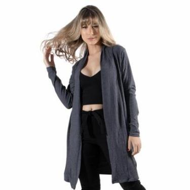 Imagem de Cardigan Kimono Canelado Bella Fiore Manga Longa Roupa Para Inverno Moda Casual-Feminino