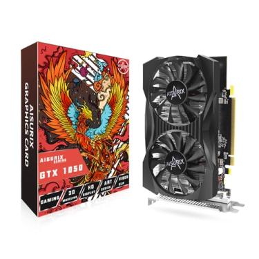 Imagem de AISURIX Placa gráfica GTX 1050 4G, placa gráfica 128 bits GDDR5 PCI Express 3.0, placa gráfica DVI VGA HDMI de baixo perfil com ventiladores de congelamento duplo