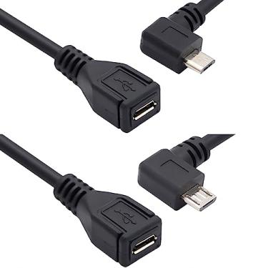 Imagem de Cabo de extensão macho para fêmea CY 0,5 m, 2 peças, ângulo de 90 graus, micro USB 2.0 macho para fêmea, conectada por pino.