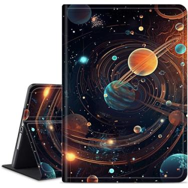 Imagem de WZCJDHMJ Capa para Microsoft Surface Pro 7, capa protetora fina de couro PU inteligente com suporte ajustável com despertar/hibernar automático para Microsoft Surface Pro 6/5/4, Space Planet