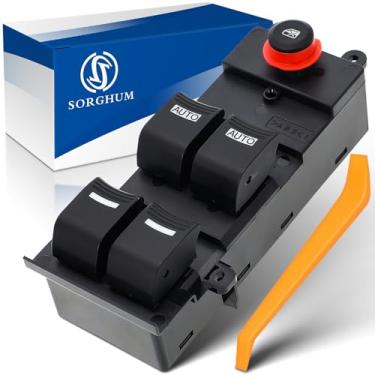 Imagem de Sorghum Interruptor de janela elétrica lado do motorista - Interruptor de janela mestre compatível com 2007-2013 Acura MDX 14 pinos de substituição # 35750-STX-A01ZA 35750STXA01ZA