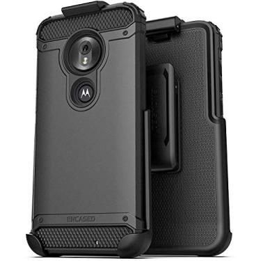 Imagem de Capa para celular Encased Moto G7 Play Belt Clip (2019 Scorpio Armor) Capa de proteção ultra resistente com suporte (Motorola G7 Play) preta