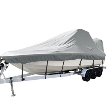 Imagem de Mionovity Capa de barco de torre de despertar, capa de barco de torre de wakeboard, capa de barco impermeável resistente 900D, serve para barcos de esqui V-Hull Bowl, 7 a 7,6 m, cinza