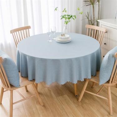 Imagem de Toalha de mesa redonda impermeável e à prova de óleo, cor sólida, algodão e linho, toalha de mesa para decoração de mesa de jantar de casamento, azul bebê, diâmetro 220 cm