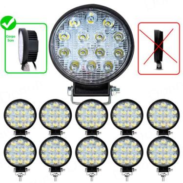 Imagem de Kit 10x Farol De Milha 14 Led 42w 12v/24v Redondo Off-road Trilha Moto