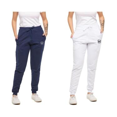 Imagem de KIT COM 02 CALÇAS DE MOLETOM PLUS SIZE FEMININA SLIM SPORT WOOKS - M10p-BRANCO-PRETO-G3-Feminino