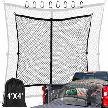 Imagem de CROSSHIP Rede de carga para caminhonete – para SUV/caminhão/picape, 1,2 m x 1,8 m se estica até 1,8 m x 1,8 m, rede de carga altamente elástica – Organizador de porta-malas com 8 ganchos e clipes