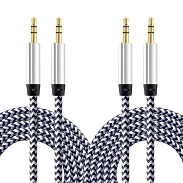 Imagem de Cabo auxiliar, CableLovers Pacote com 2 cabos de áudio de qualidade de som Hi-Fi de 1,5 m de nylon trançado de 3,5 mm macho para macho para aparelhos de som de carro, iPhone, iPad, fones de ouvido Beats Solo 2 3, Samsung Galaxy