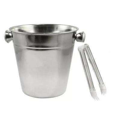 Imagem de  Balde de Gelo Inox 970ml com Pegador de Gelos Drinks Baldinho - Panth