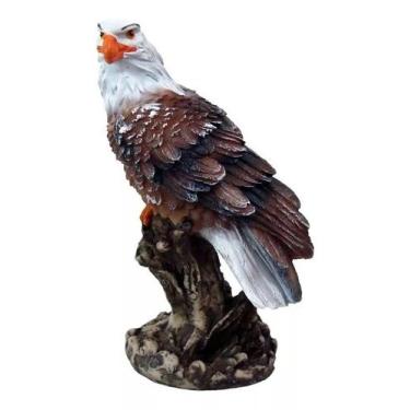 Imagem de Águia Espanta Pombo No Tronco Ave Rapina Americana Em Resina Decorativ