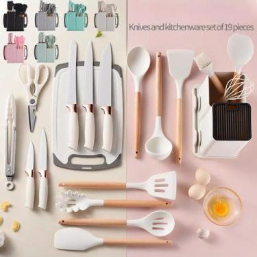 Imagem de conjunto Utensílios de Cozinha 19 Peças Com Tábua em Silicone Espátula