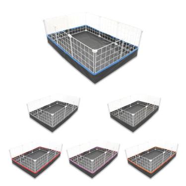 Imagem de Cercado Aramado 60x90cm Branco com Bandeja Higiênica Nylon Azul - IGUA