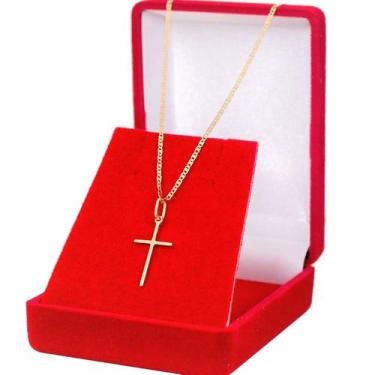 Imagem de Colar Cordão De Ouro 18k Piastrine Masculino 70cm E Cruz - DR Joias