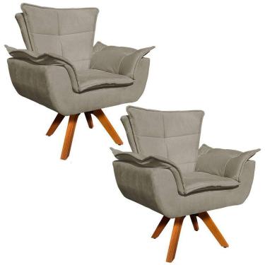 Imagem de Kit 02 Poltronas Giratória Opala Suede Marrom Rato