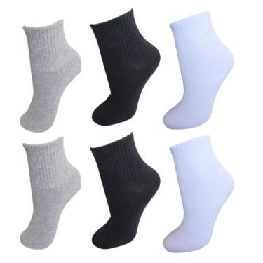 Imagem de Kit 12 Pares De Meias Infantil Cano Médio Alto Unissex - Naimus, Misto