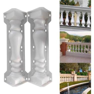 Imagem de BRAVECOW Molde de balaustradas, molde de coluna romana europeia, moldes dianteiros e traseiros para concreto, gesso, fundição de plástico, jardim, varanda, piscina, parque, cerca, decoração (tipo 1