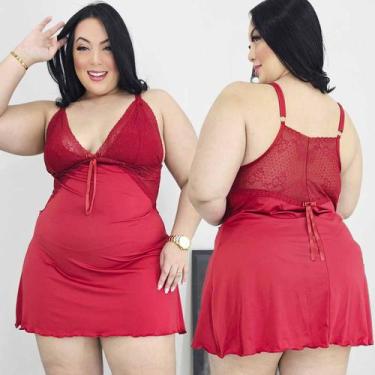 Imagem de Camisola Plus Size Sem Bojo Renda Sexy Lingerie Sensual Luxo - Like4yo