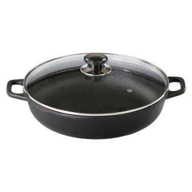 Imagem de Paella Ferro Fundido Alça Ferro Tampa Vidro Santana 30 Cm