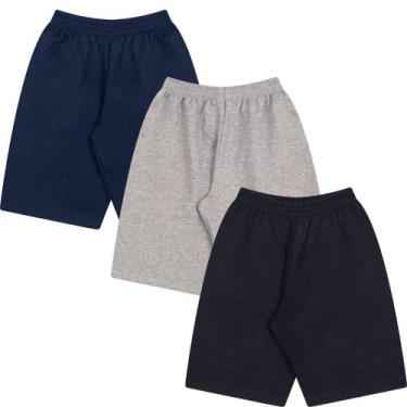 Imagem de Kit 3 Bermuda Short Infantil Juvenil Masculina Menino Escola - Aymee, 