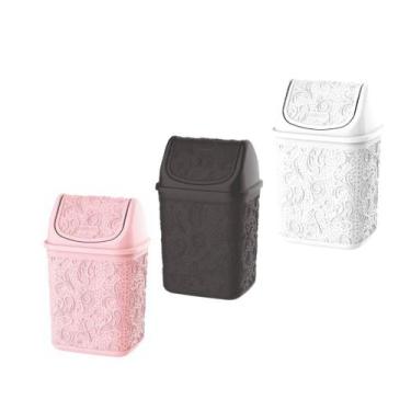 Imagem de Lixeira Cesto de Lixo Cozinha Pia Banheiro Luxo Floral 4,5L - Unijet, 