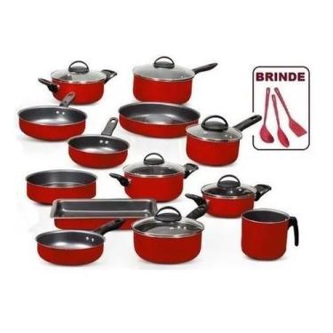 Imagem de Conjunto de panelas teflon vermelho 13 peças antiaderente - Marpal