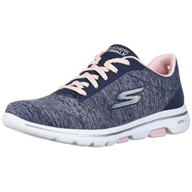 Imagem de Skechers Go Walk 5-True Tênis feminino, Azul-marinho/rosa, 34
