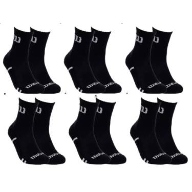 Imagem de Kit 6 Meias Cano Alto Masculina Adulto Preta