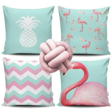 Imagem de Kit 4 Capas de Almofada Flamingo + Almofada Nó - VKAZA, Nó Rose
