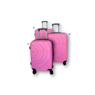 Imagem de Kit 3  Malas de Viagem de Bordo ABS Tamanhos P M e G Rodas Duplas 360 