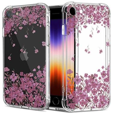 Imagem de GREATRULY Capa floral transparente para iPhone SE 2022/2020 (3ª/2ª geração SE3/SE2) e iPhone 8/7 para mulheres/meninas, capa de telefone de silicone com design de flores bonitas, capa protetora de TPU (poliuretano termoplástico) macio e fino à prova de quedas, FL-27