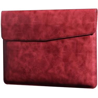 Imagem de CPNVWA Capa de couro para laptop de 13 polegadas compatível com MacBook Air M4 M3 M2 M1 2025-2018 e MacBook Pro M2 M1 2025-2016, capa protetora resistente ao desgaste e a arranhões, vermelha