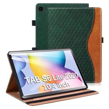 Imagem de Varohix Capa para Samsung Galaxy Tab S6 Lite 2024/2022/2020 10,4 polegadas, capa de couro PU (SM-P620/P625/P613/P619/P615/P610) multi-ângulo Galaxy Tab S6 Lite, verde retrô