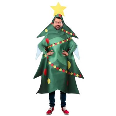 Imagem de Chuarry Fantasia masculina de Natal para adultos, árvore de Natal, homem de gengibre, boneco de neve, elfo, quebra-nozes, traje de Natal para festa, Multicor, Green