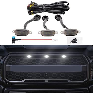 Imagem de MEALAM Lâmpadas de LED brancas, 3 peças, grade frontal, acessórios de carro com arnês e fusível, compatível com 2004-2019 For-d F150 e 2013-2018 Ram 1500 Raptor Style Grade de reposição