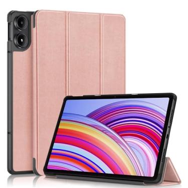 Imagem de Gylint Capa para Xiaomi Redmi Pad Pro 5G / Xiaomi Poco Pad 30.7 cm 2024 - Capa de couro PU ultrafina dobrável em ouro rosa