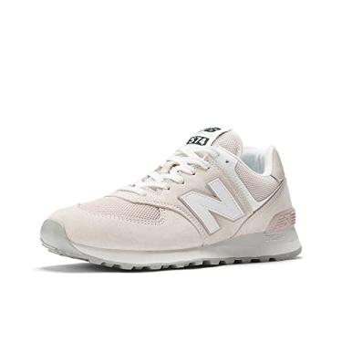 Imagem de New Balance Tênis unissex adulto 574 V2 com cadarço, Rosa/branco, 10.5 Wide Women/9 Men